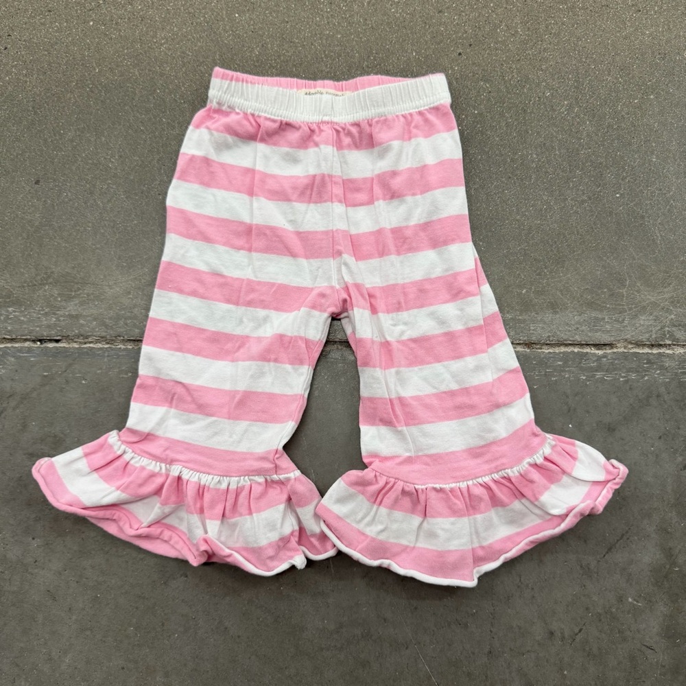 Pink and White Striped Ruffle Pants size 6 months
